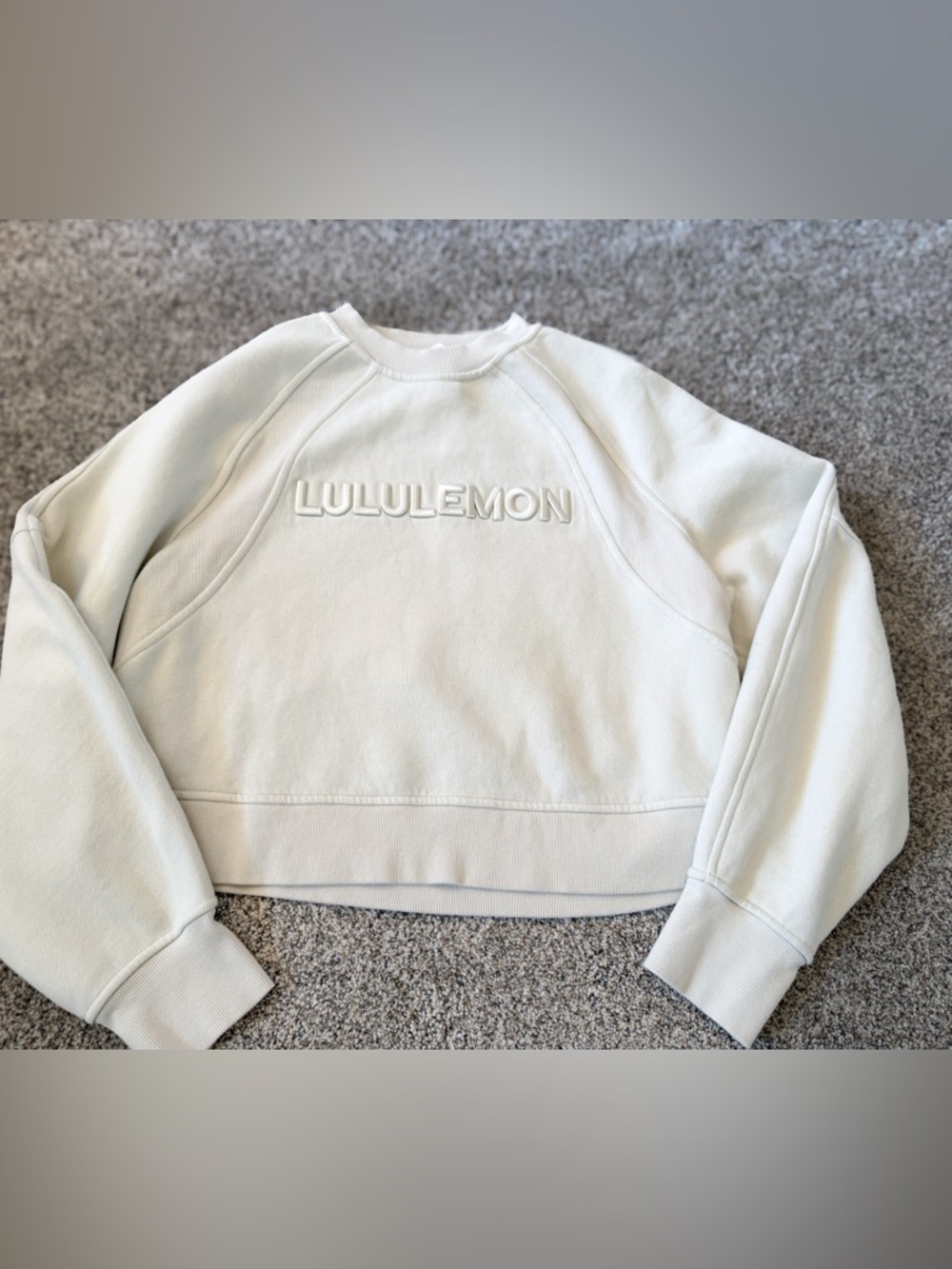 lululemon Logo Cream Scuba Oversized pullover Crewneck Sweatshirt XS/S